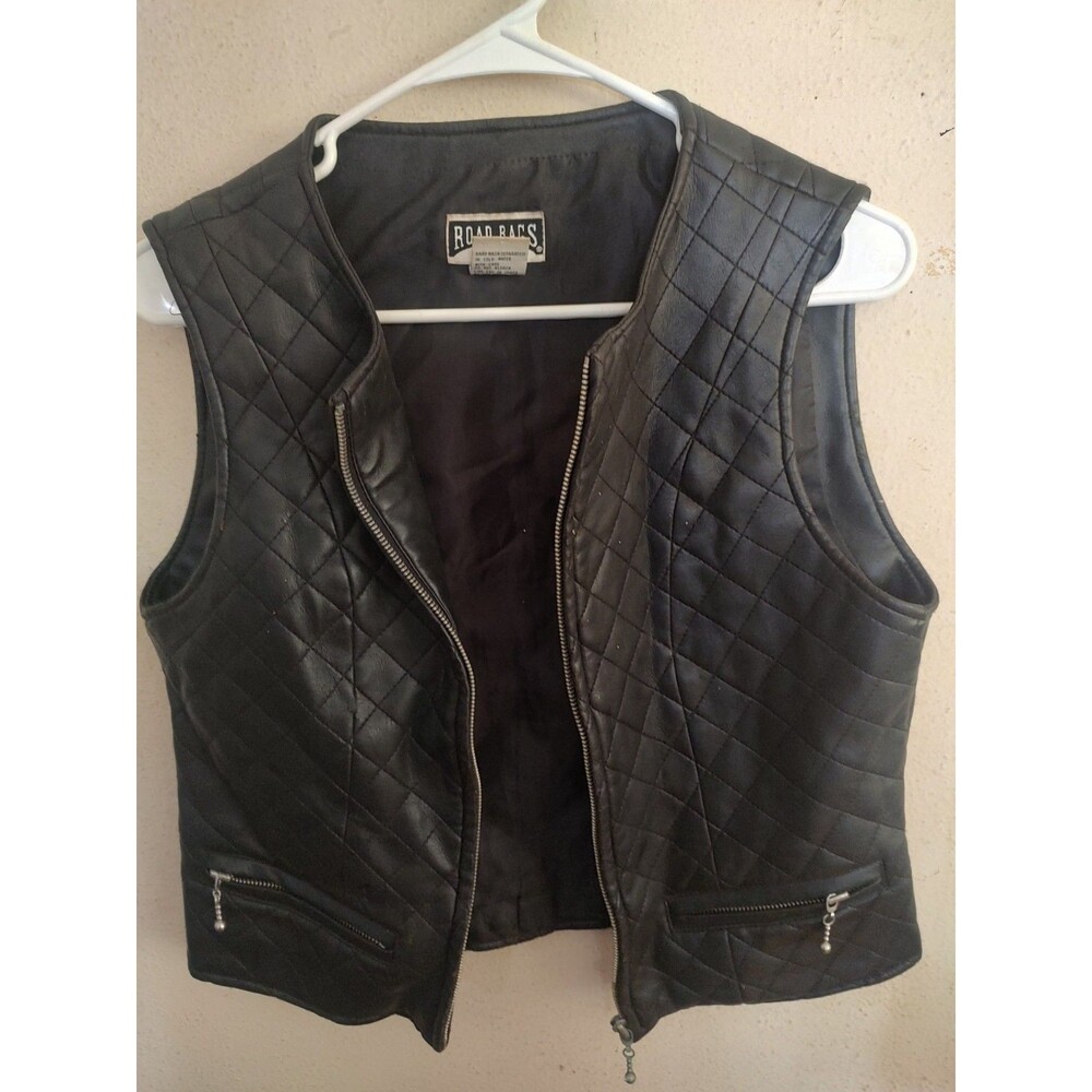 Vintage Road Rags Faux Leather Vest Womans Size Medium